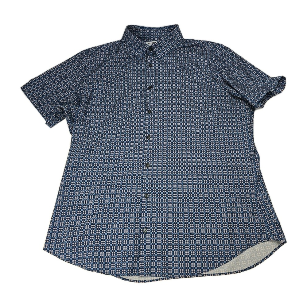 MIZZEN+MAIN Mens Performance‎ Menswear XL Trim Blue Geometric Button Up Shirt